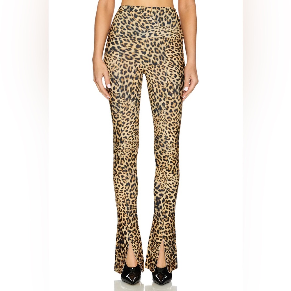 Norma Kamali Leopard Print Spat Flared Leggings Sz. XL (Tall Girl Friendly)
